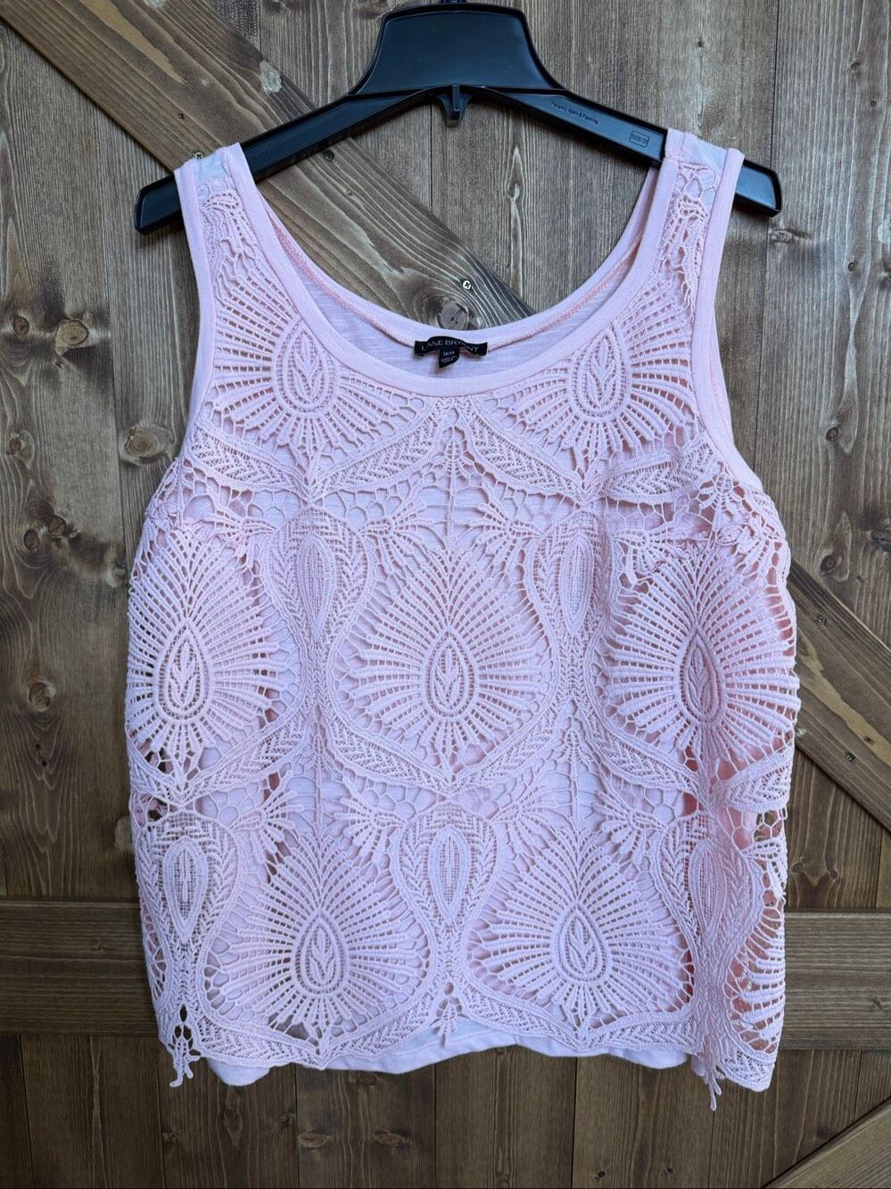 Lane Bryant Women’s 14/16 Pink Crochet Lace Overlay Sleeveless Tank Top Blouse(9